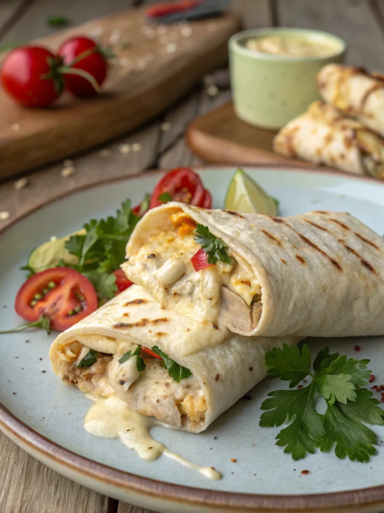 Cheesy Garlic Chicken Wraps