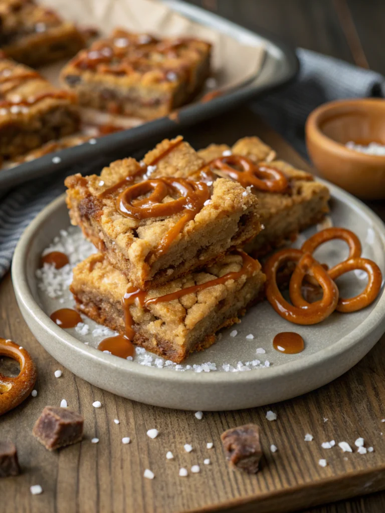 Best Salted Caramel Pretzel Blondies Recipe