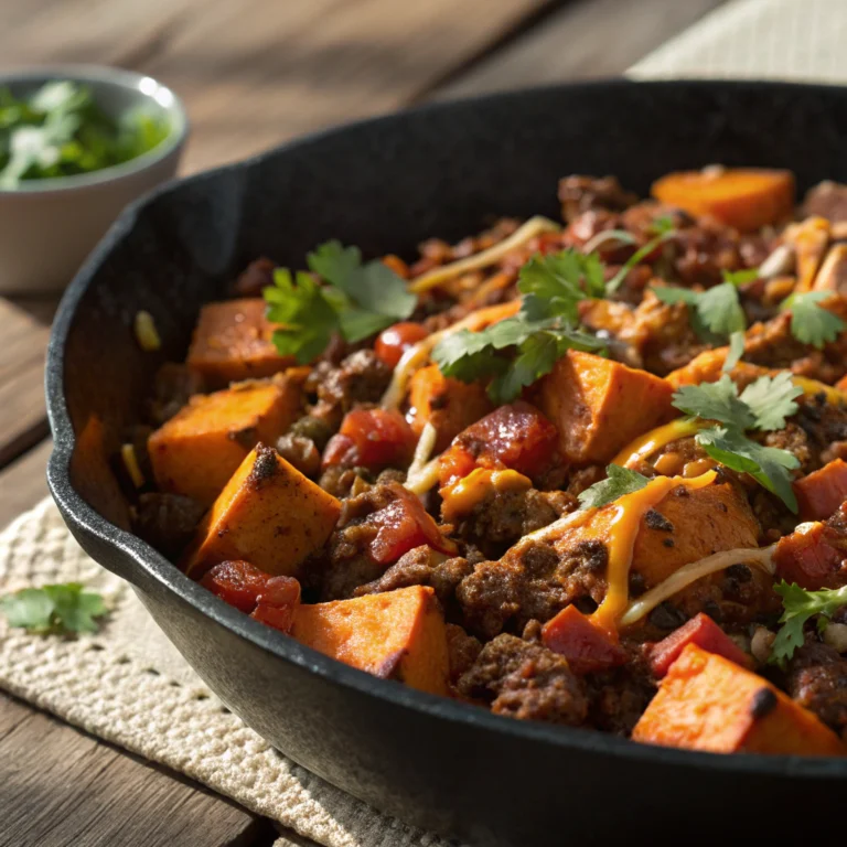 Southwest Ground Beef and Sweet Potato Skillet