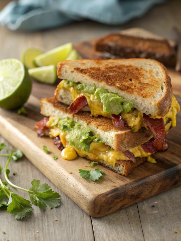 Ultimate Bacon Guacamole Grilled Cheese Sandwich