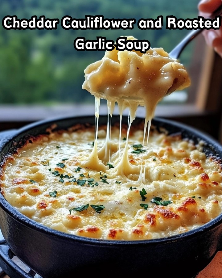 Ultimate Cheddar Cauliflower and Roasted Garlic Soup Ready in 30 Minutes