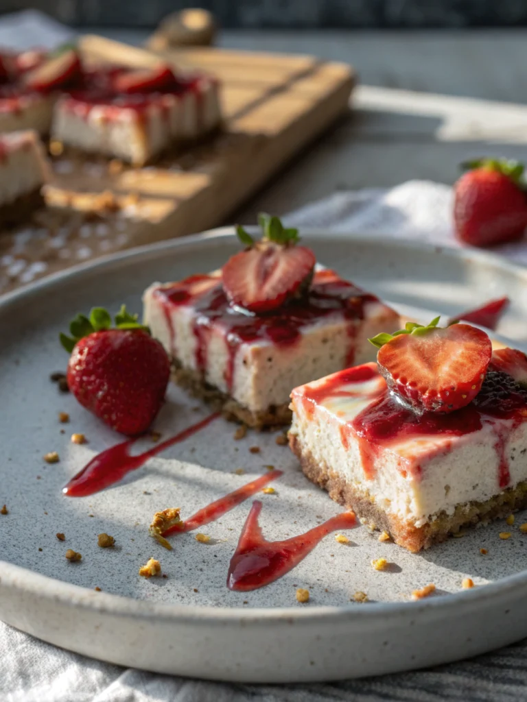 Easy No-Bake Strawberry Cheesecake Bars Recipe