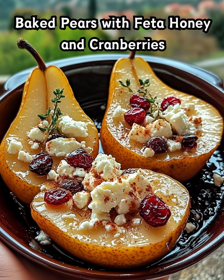 Easy Baked Pears with Feta Honey and Cranberries Ready in 30 Minutes