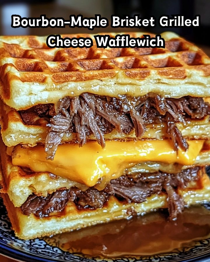 Ultimate Bourbon-Maple Brisket Grilled Cheese Wafflewich
