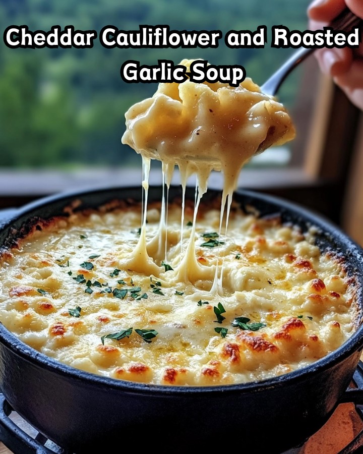 Ultimate Cheddar Cauliflower and Roasted Garlic Soup Ready in 30 Minutes