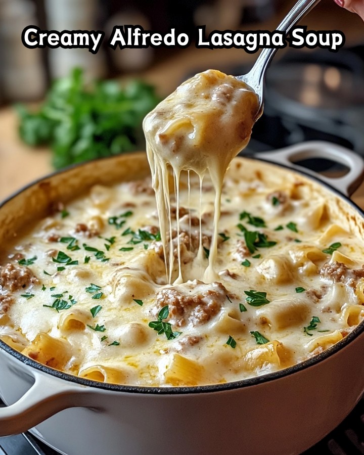 Easy Creamy Alfredo Lasagna Soup Ready in 30 Minutes