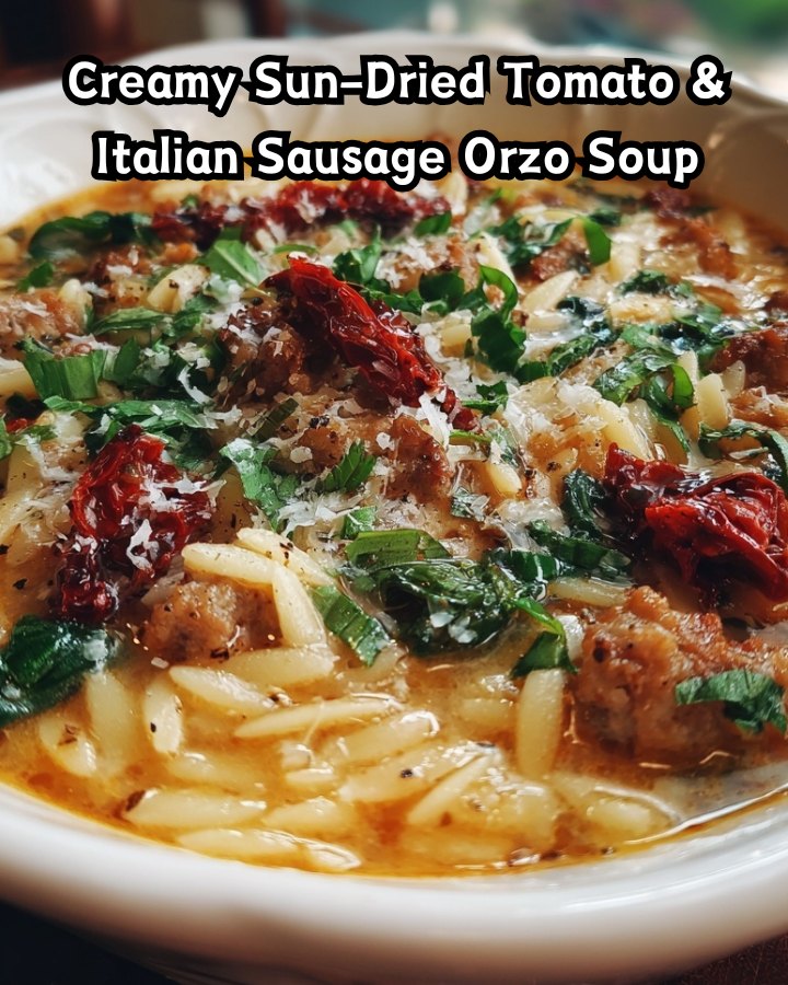 Best Creamy Sun-Dried Tomato & Italian Sausage Orzo Soup