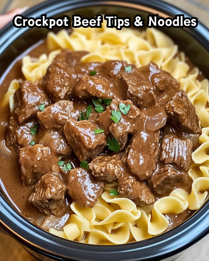 Easy Crockpot Beef Tips & Noodles – Family Favorite Dinner