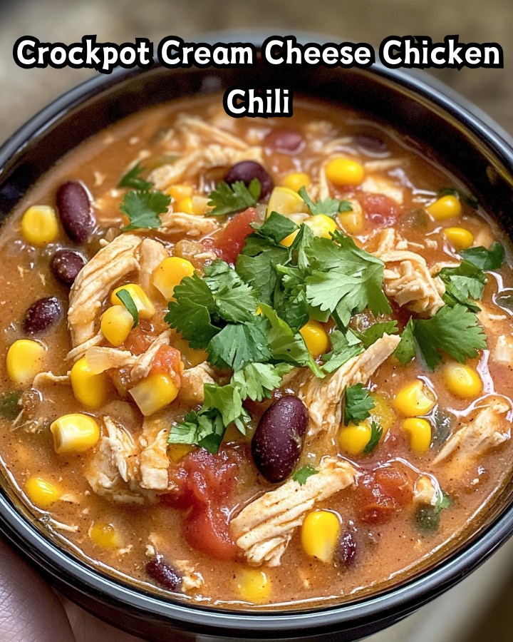 Easy Crockpot Cream Cheese Chicken Chili Ready in 30 Minutes