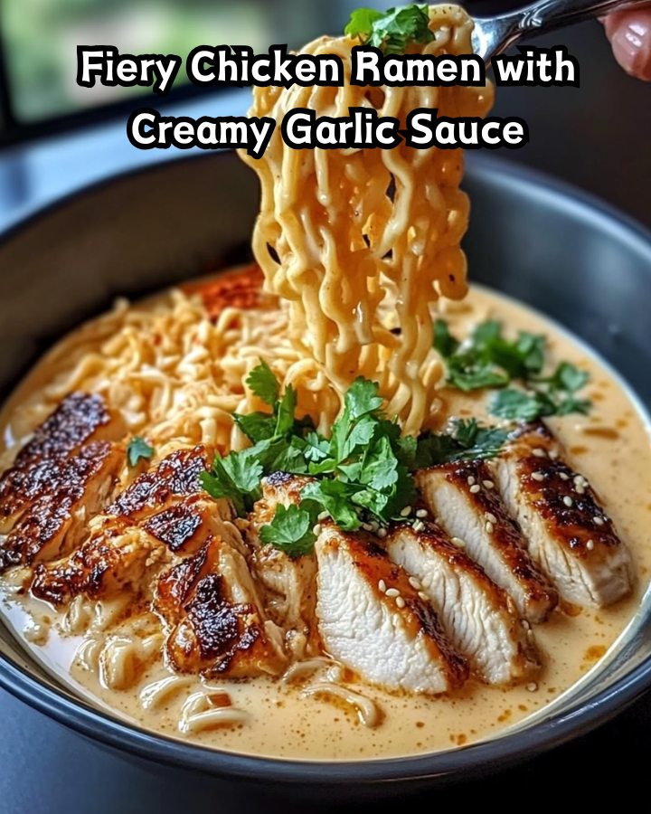 Ultimate Fiery Chicken Ramen with Creamy Garlic Sauce
