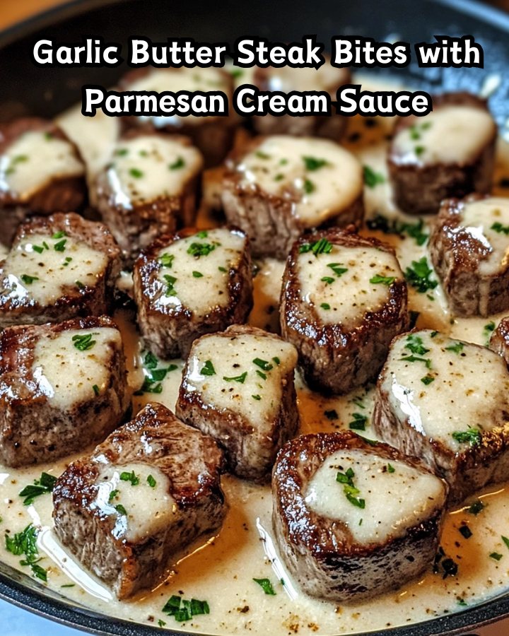 Easy Garlic Butter Steak Bites with Parmesan Cream Sauce