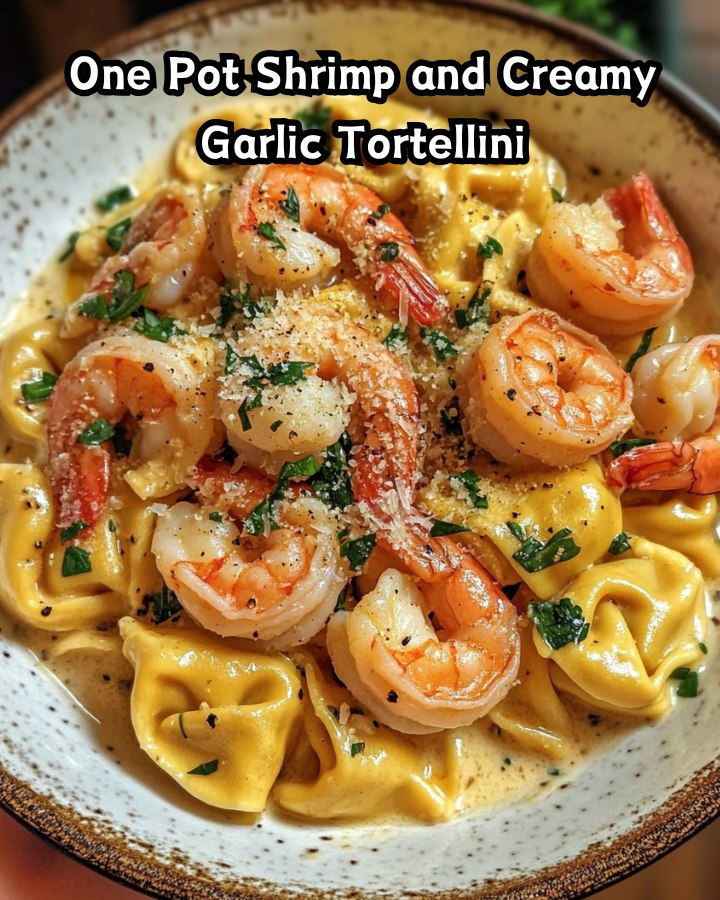 Easy One Pot Shrimp and Creamy Garlic Tortellini Ready in 30 Minutes
