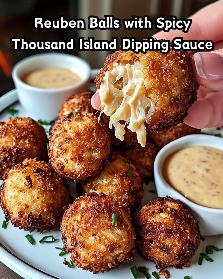 Easy Reuben Balls with Spicy Thousand Island Sauce