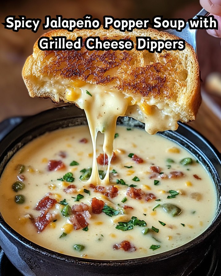 Best Spicy Jalapeño Popper Soup with Grilled Cheese Dippers