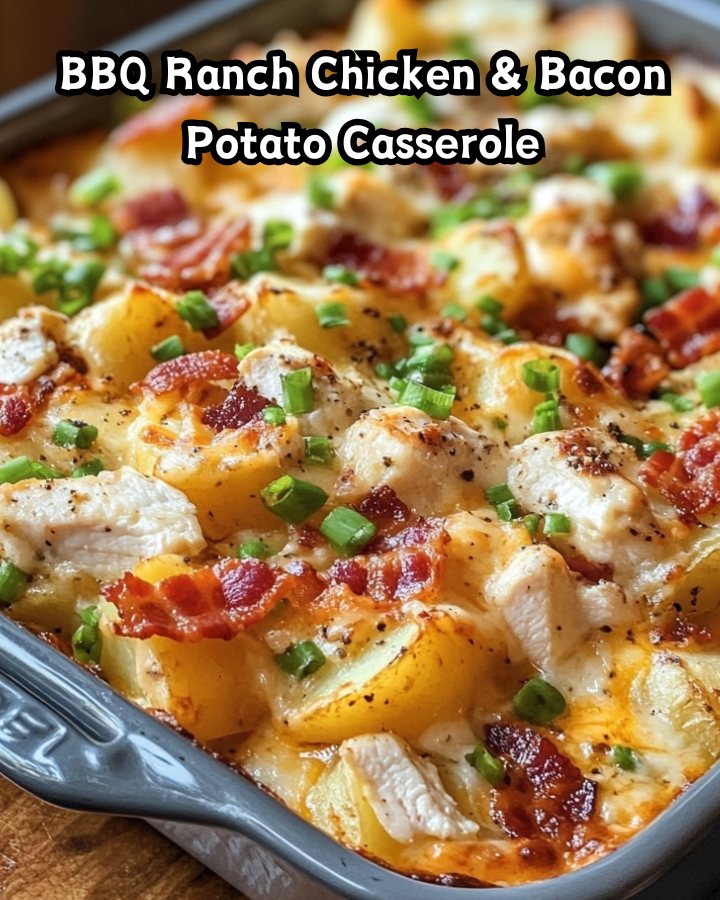 Easy BBQ Ranch Chicken & Bacon Potato Casserole Ready in 30 Minutes