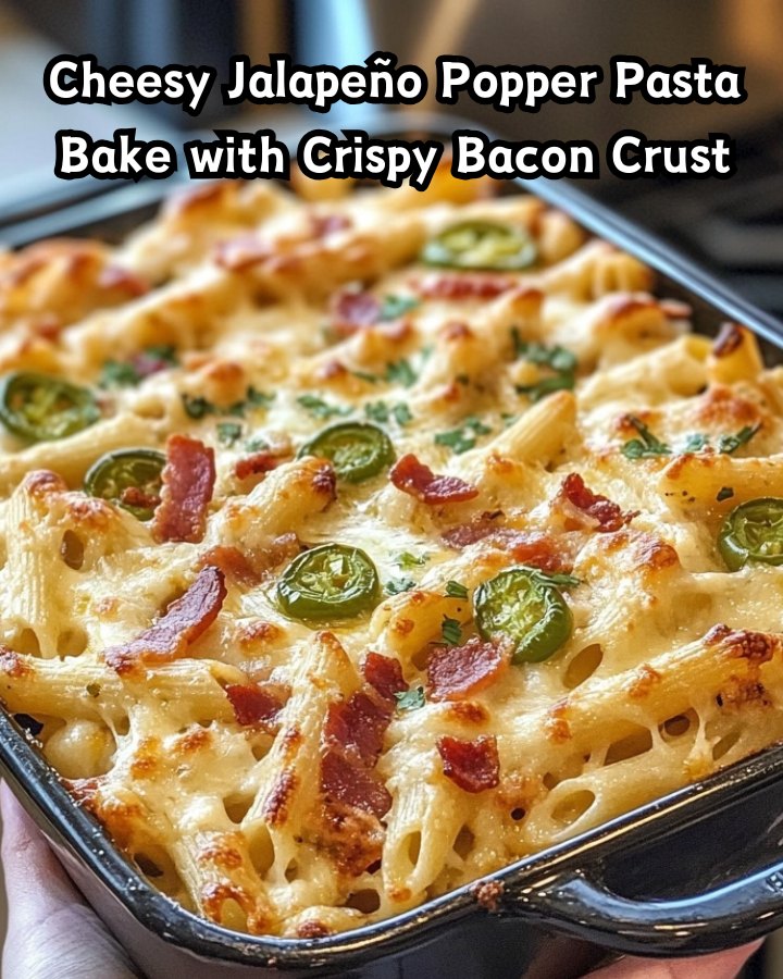 Ultimate Cheesy Jalapeño Popper Pasta Bake with Crispy Bacon Crust