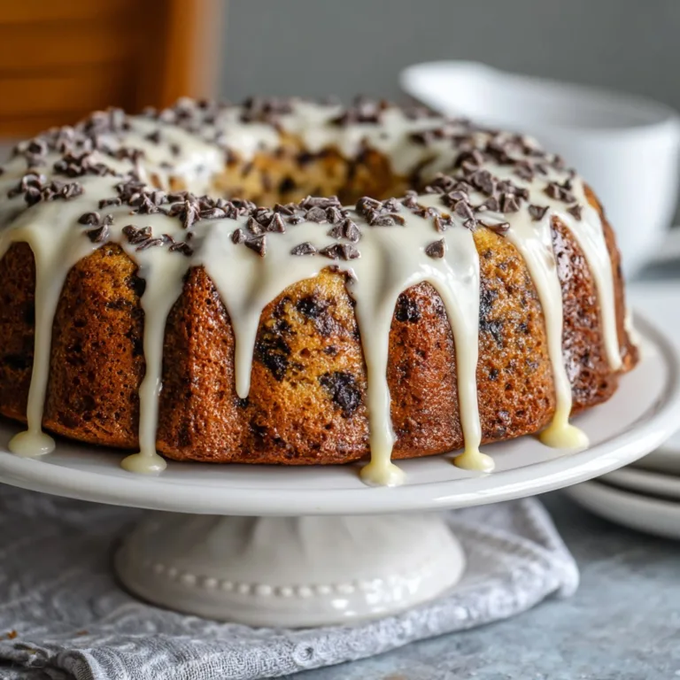 Easy Chocolate Chip Banana Cake with Vanilla Glaze Ready in 30 Minutes