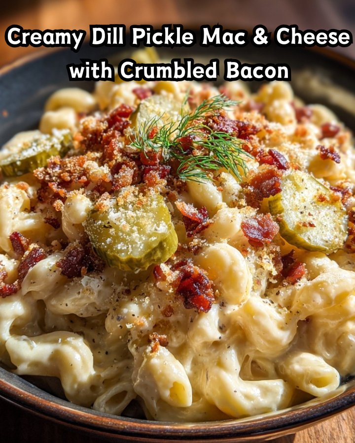 Easy Creamy Dill Pickle Mac & Cheese with Crumbled Bacon