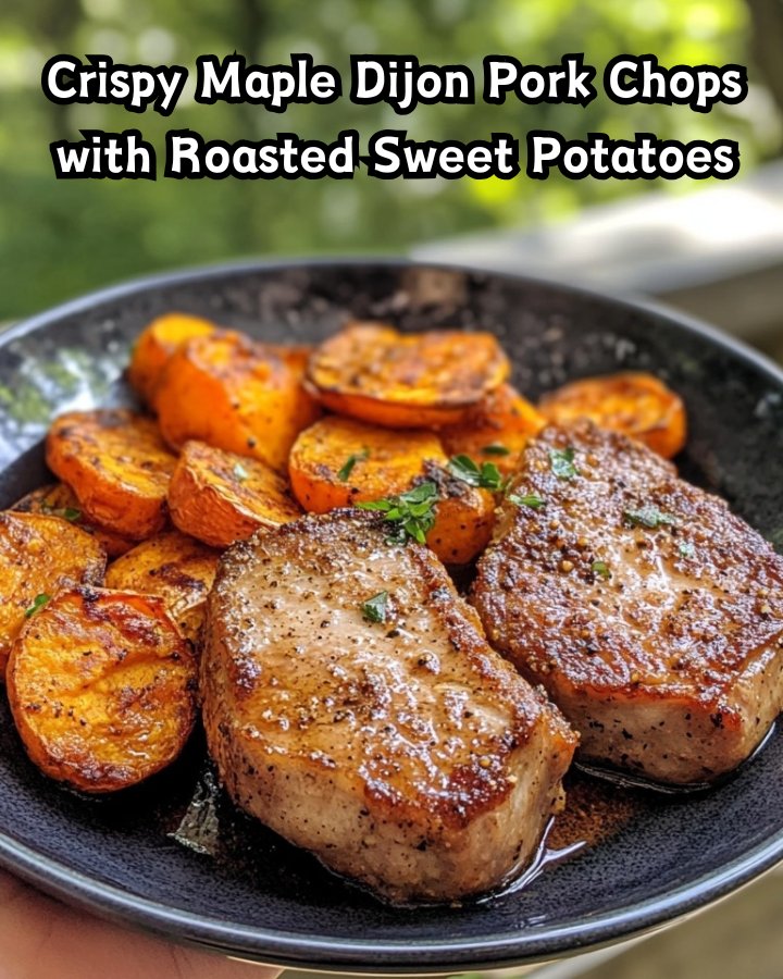 Best Crispy Maple Dijon Pork Chops with Roasted Sweet Potatoes