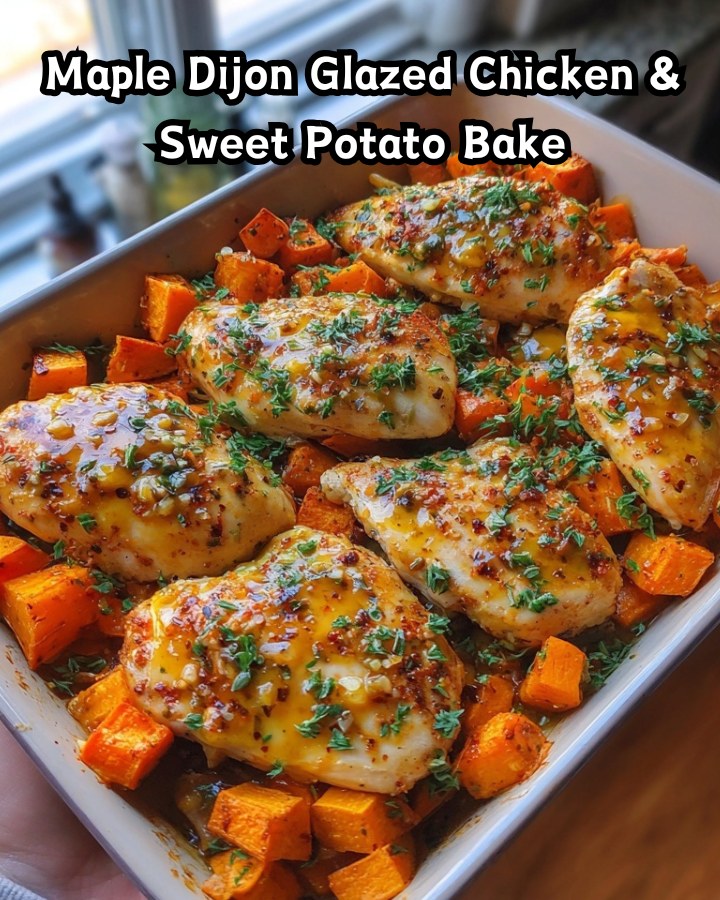 Easy Maple Dijon Glazed Chicken & Sweet Potato Bake