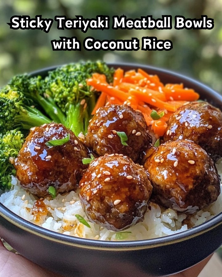 Ultimate Sticky Teriyaki Meatball Bowls with Coconut Rice