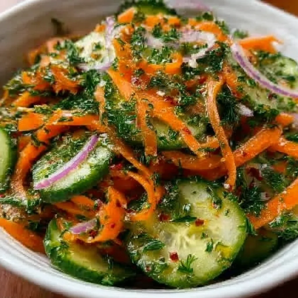 Recipe Title: Crunchy Cucumber, Carrot and Celery Salad step by step