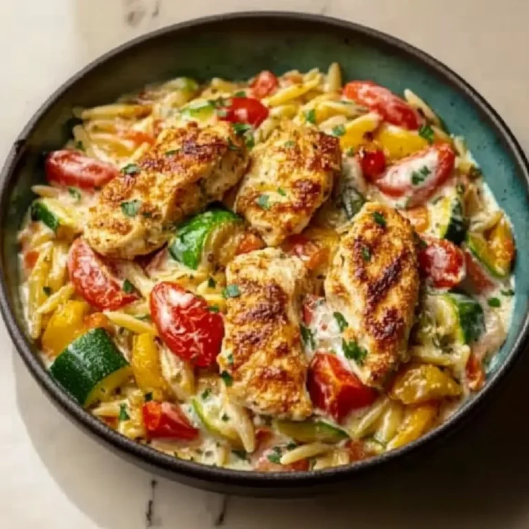 Mouthwatering Boursin Orzo Bake: Chicken & Veggie Delight Recipe