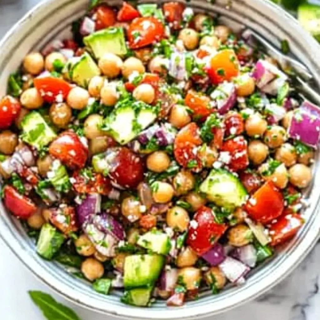 Easy Chopped Mediterranean Chickpea Salad - Meal Prep Recipe step by step