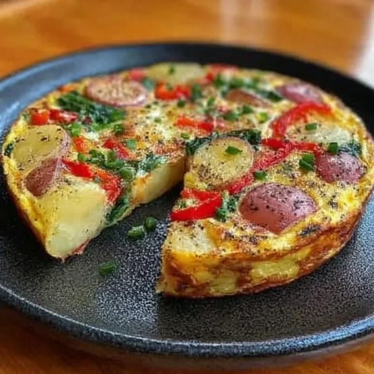 Frittata with Potatoes, Red Peppers, and Spinach Recipe