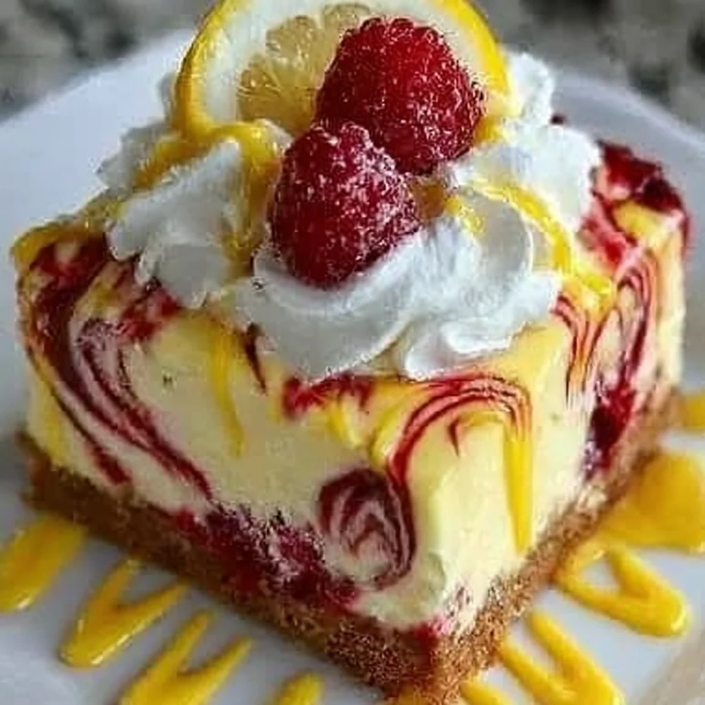 Lemon Raspberry Swirl Cheesecake - Delicious Dessert Recipe step by step