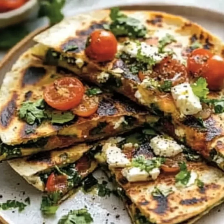 Mediterranean Quesadillas with Spinach, Feta, and Mozzarella Recipe