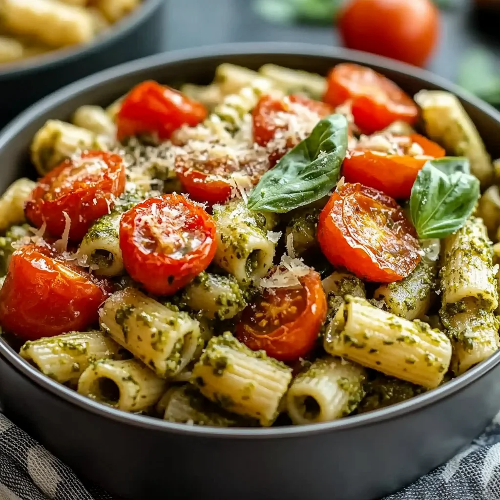 Pesto Pasta with Roasted Tomatoes step by step