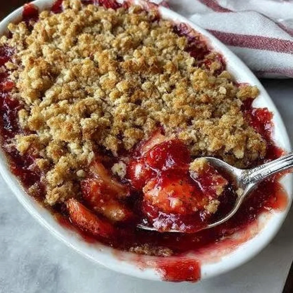 Strawberry Rhubarb Crumble step by step