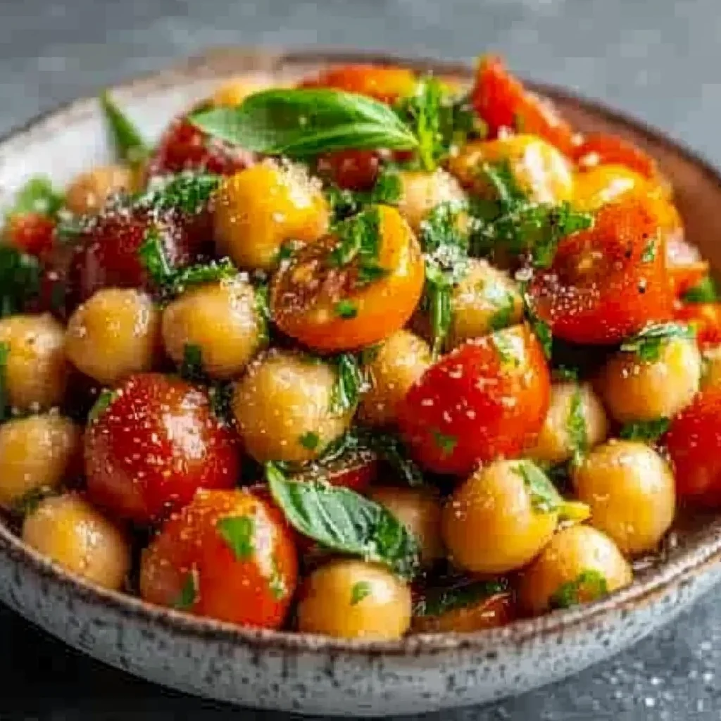 Summer Chickpea Salad: Easy Tomato Basil Recipe step by step