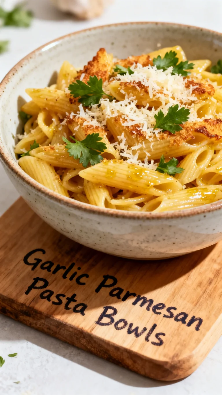 High Protein Garlic Parmesan Pasta Bowls Recipe
