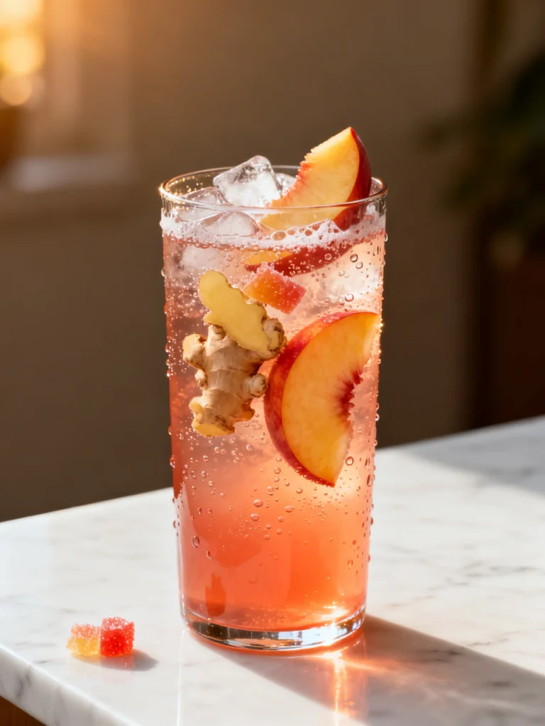 Ginger Peach Sparkler Mocktail Recipe